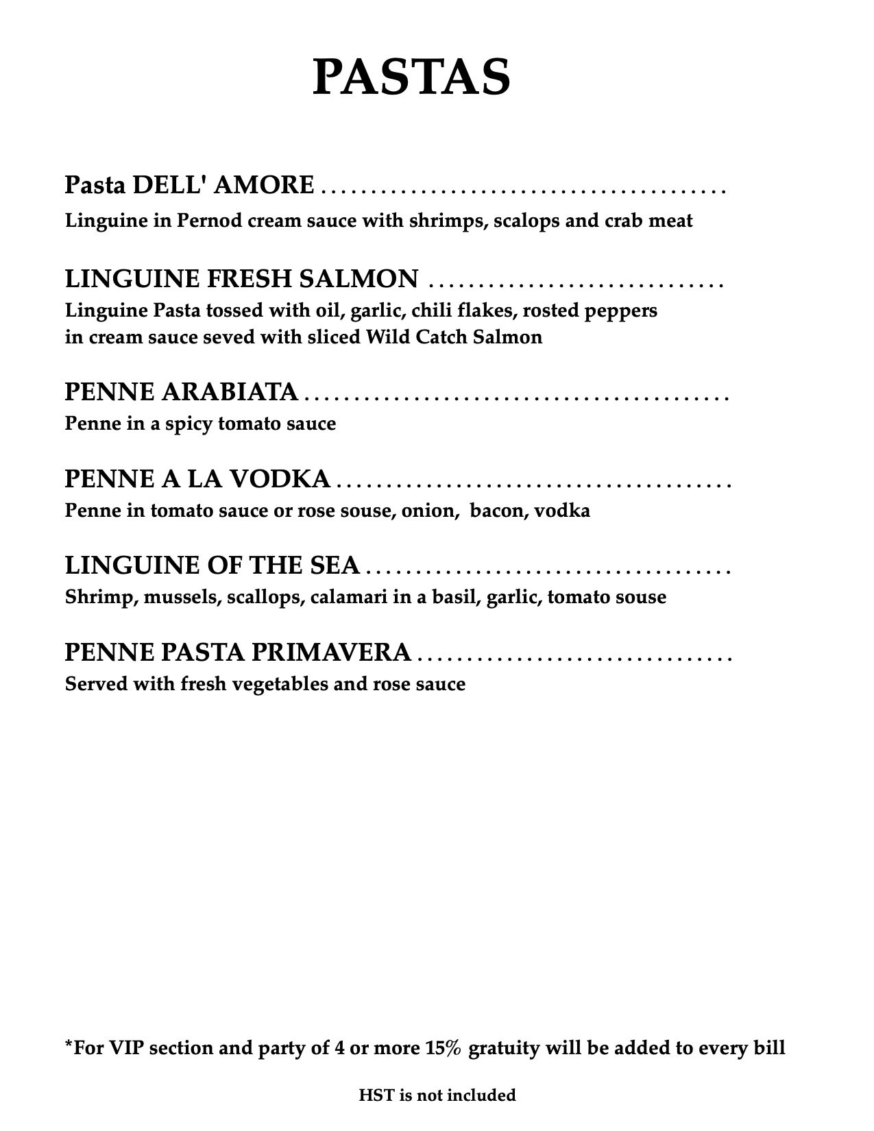 Pastables Menu Fregata Menu Regular Menu